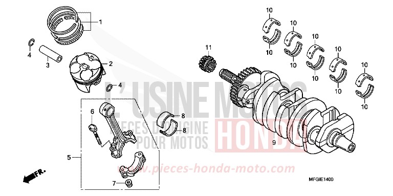 CRANKSHAFT/PISTON for CB600F Hornet PEARL NIGHTSTAR BLACK (NHA84) from 2011